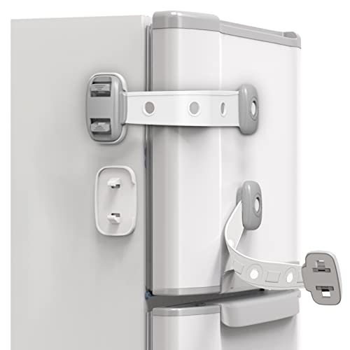 Refrigerator Adhesive Locks Double Button Fridge Door Lock with Key, Child  Proof Freezer Cooler Door Lock, Child Baby Safety File Drawer Lock and