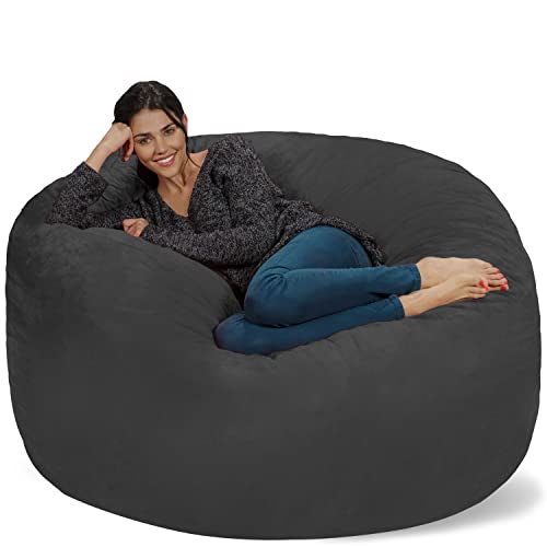 Giant 5' Memory Foam Bean Bag: Cozy Gray Sofa with Micro Fiber Cover