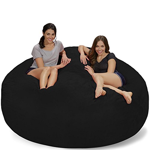 Chill Sack Giant Bean Bag Chair: Big Memory Foam Furniture - Black Micro Suede