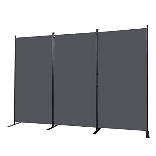 CHOSENM Room Divider, 3 Panel Folding Privacy Screens with Wider Support Feet, 6 Ft Portable Room Partition for Room Separator, 102" W X 71" H, Grey