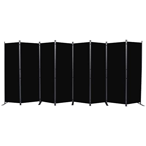 8 Panel Folding Privacy Screen, 6 Ft Portable Room Divider, Black