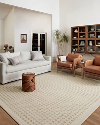 Chris Loves Julia x Loloi Polly Collection Area Rug Ivory/Natural 5x7