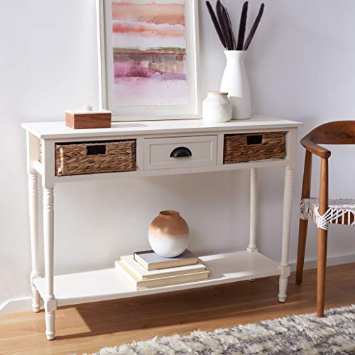 Christa Distressed White 3-Drawer Storage Console Table