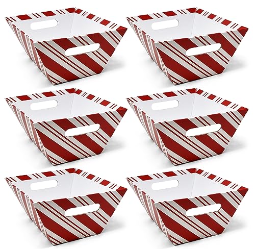Christmas Candy Cane Striped Gift Baskets
