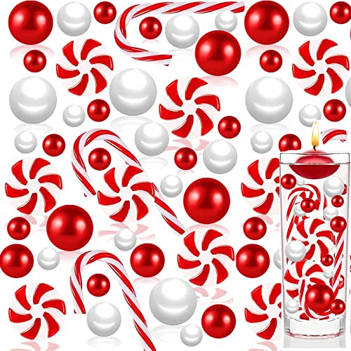 Christmas Vase Filler Decorations - Floating Christmas Candles - Acrylic  Plastic Glass Candy Canes Vase Filler - Red White Green Floating Pearls -  Water Gel Jelly Beads Balls for Vases 