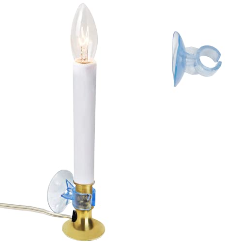 Christmas Window Candles with Sensor Dusk to Dawn Electric Candle Lamp Plug in, Includes Suction Cup Holder & Extra Bulb by 4E's Novelty (1 Pack)