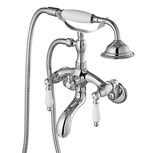 Chrome Clawfoot Tub Faucet with Handheld Shower - Elegant and Functional Bathroom Upgrade