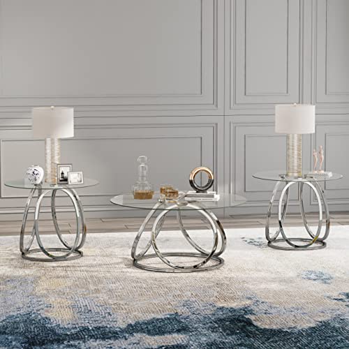 Chrome Coffee Table Set of 3