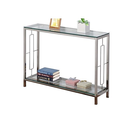 Chrome Glass Accent Console Sofa Table