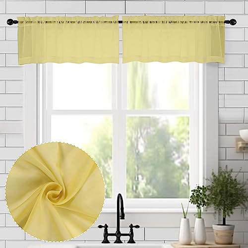 9 Amazing Yellow Valances For Windows For 2024 Storables   Chyhomenyc Sheer Valances For Windows 2 Pack 42wx14l Inches Small Window Valance For Living Room Bathroom Kitchen Cafe Laundry Basement Lively Rod Pocket Voile Valance Yellow 41xAAsTqkCL 1 