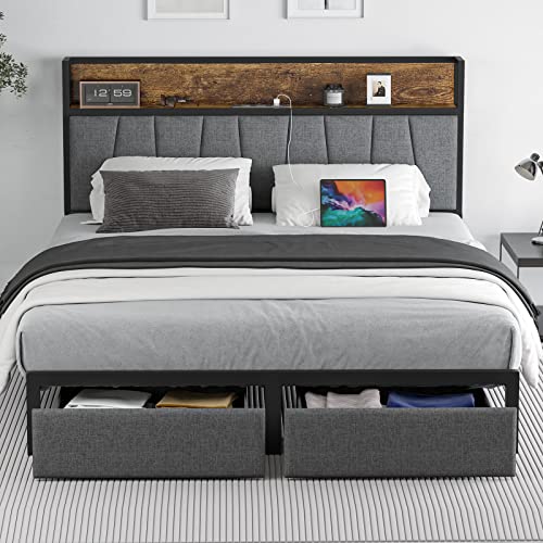 CIKUNASI Queen Size Bed Frame with Storage
