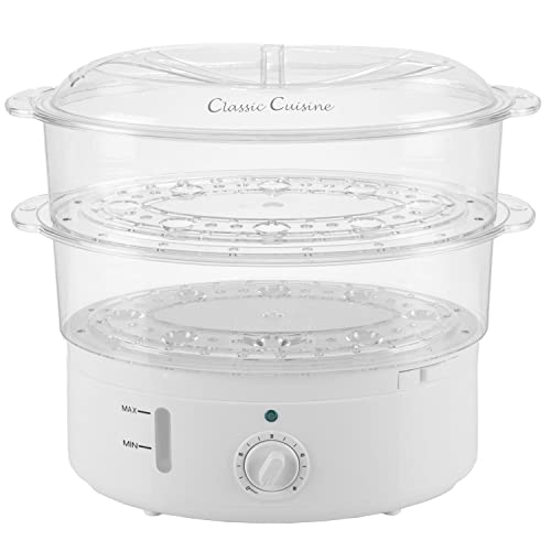 Classic Cuisine Food Steamer and Rice Cooker, 2-Tier Steamer for Healthy Meals