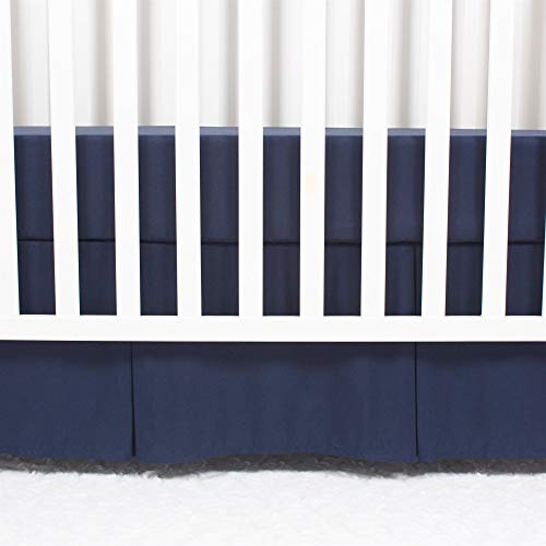 Classic Microfiber Crib Skirt with Pleated Sides, Navy Blue
