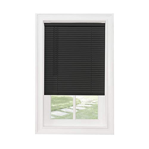 Classic Touch Cordless 1" Light Filtering Mini Blind, 34" Wide x 64" Long, Black