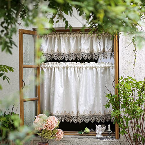 Classical Lace Curtain Tiers Valance Set
