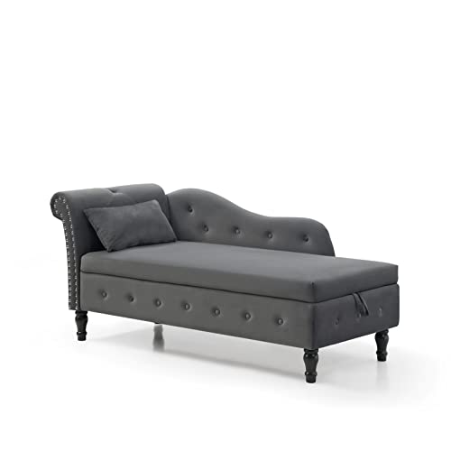 Classical Velvet Chaise Lounge Indoor with Storage