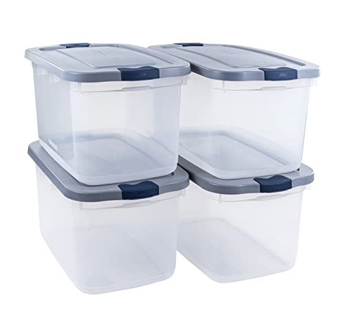 Clear 66 Qt/16.5 Gal Storage Containers - Pack of 4