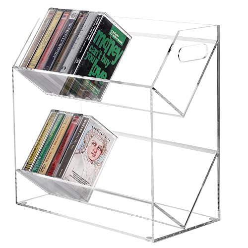Clear Acrylic Cassette Tape Holder - 2 Tier Storage Display Case