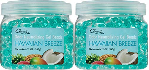 Clear Air Gel Beads - Odor Eliminator - Essential Oils - Hawaiian Breeze - 12oz (2 Pack)