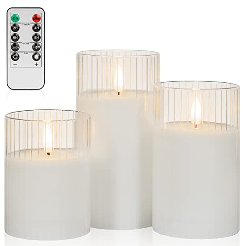 Clear Glass Flickering Flameless Candles with Remote Control
