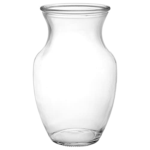 Clear Glass Rose Vase - 8" Decorative Flower Vase