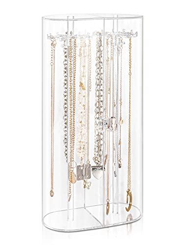 Clear Necklace Organizer with 24 Hooks