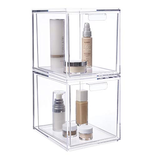 Clear Plastic Organizer Drawers | 2 Piece Set | Made in USA