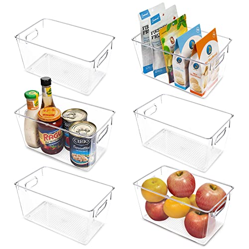 Clear Plastic Pantry Organizer Bins - 6 PCS Food Storage Bins