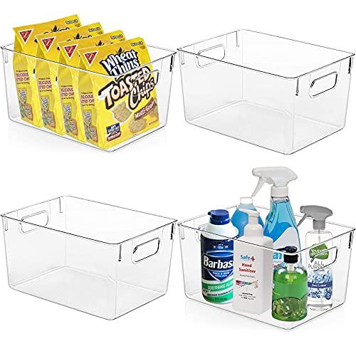 Clear Plastic Storage Bins - Kitchen and Pantry Organizer