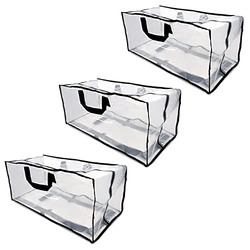 Zenpac- Clear Storage Bags - Zippered Heavy Duty Totes with