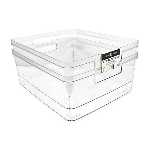 Clear Storage Bins with Cutout Handles for Home and Office