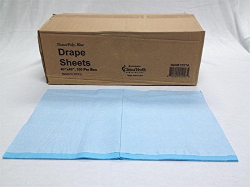 Clinical Health Services, Inc. Disposable Tissue/Poly Flat Drape Sheets, 40" x 48", Blue (Pack of 100)