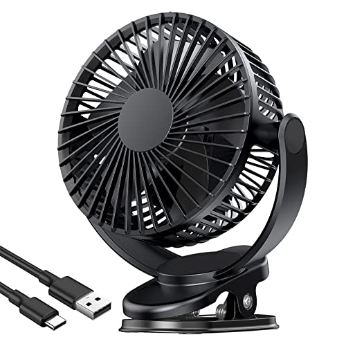 Clip-on USB Fan with 3 Speeds and 5000mAh Battery