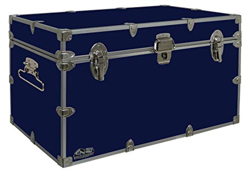 Large and Durable Navy College Dorm Storage Trunk - 32 x 18 x 18.5 Inches
