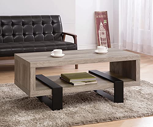 Coaster Home Furnishings Dinard Coffee Table with Shelf Grey Driftwood