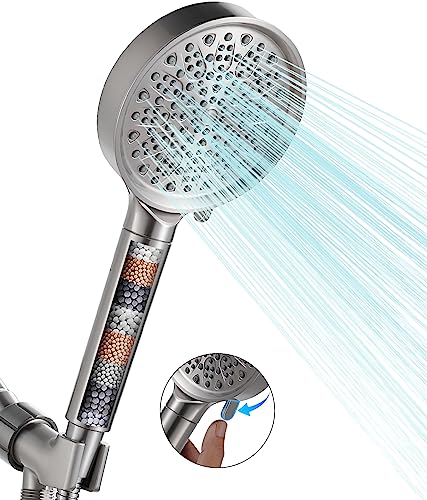 Filtered High Pressure Handheld Showerhead Set, 6 Spray Modes, Brushed Nickel