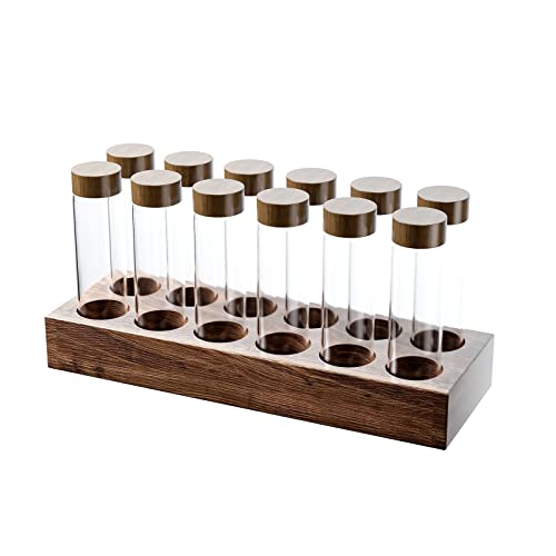 Coffee Bean Storage Tubes with Wooden Display Stand