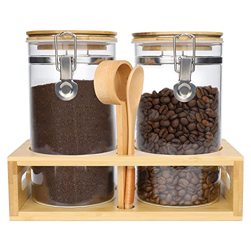 Coffee Canister Set Bean Storage with Scoop and Measuring Spoon