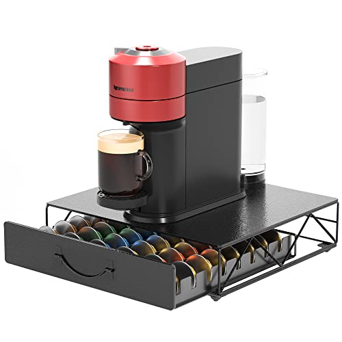 Decobros Crystal Tempered Glass Nespresso Vertuoline Storage Drawer Holder for