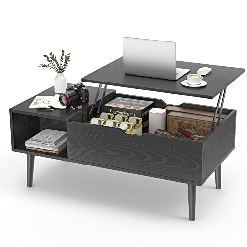 Lift Top Coffee Table with Storage Shelf and Hidden Compartment