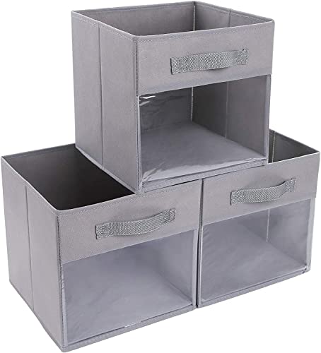 Collapsible Closet Organizer Cubes with Clear Window and Handles