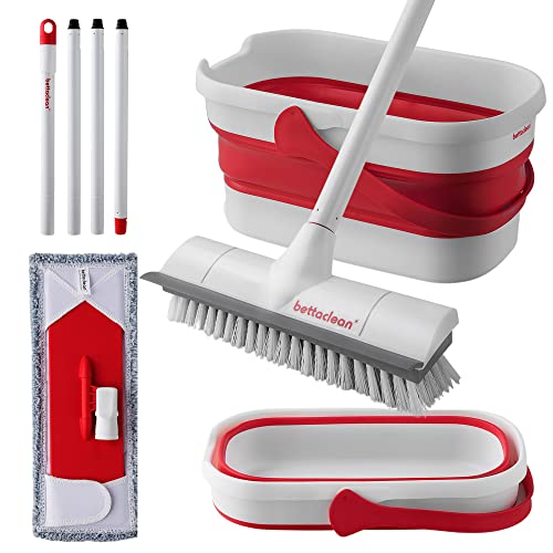 Collapsible Mop Bucket Set with Heavy Duty Scrub Mop