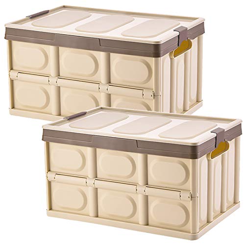 Collapsible Storage Box Crates - 2 Pack 30L Lidded Storage Bins