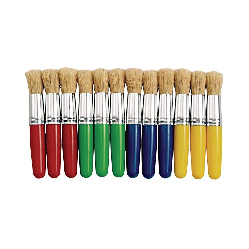Colorations Kids Craft Paint Brushes, Set of 12, Easy to Hold and Use