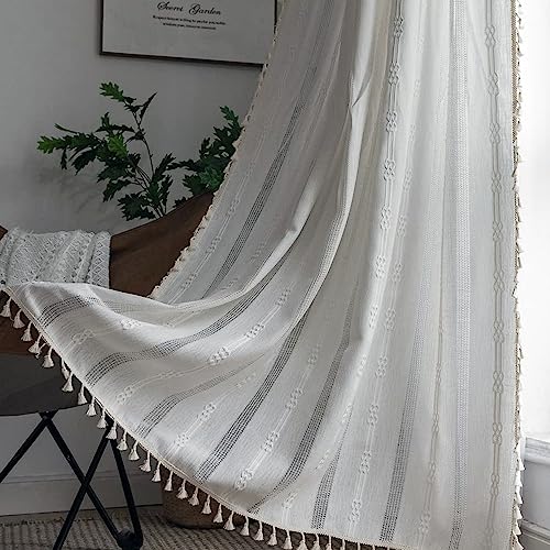 ColorBird Bedroom Curtains: Boho Light Filtering White Drapes