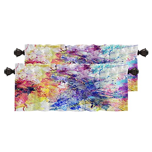 Colorful Abstract Watercolor Floral Kitchen Valances