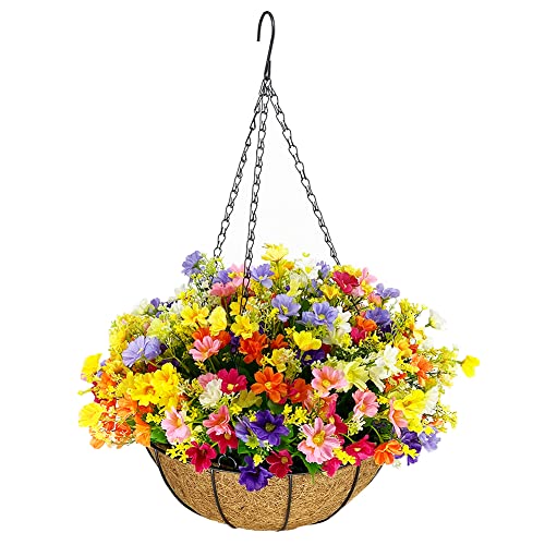 Colorful and Vibrant Artificial Flower Hanging Basket