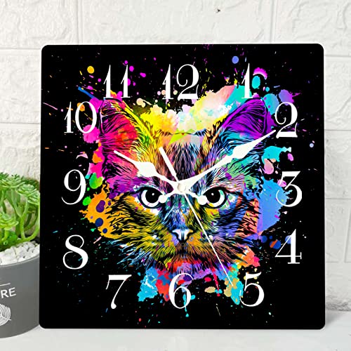 Colorful Cat Wall Clock - Decor for Home and Office