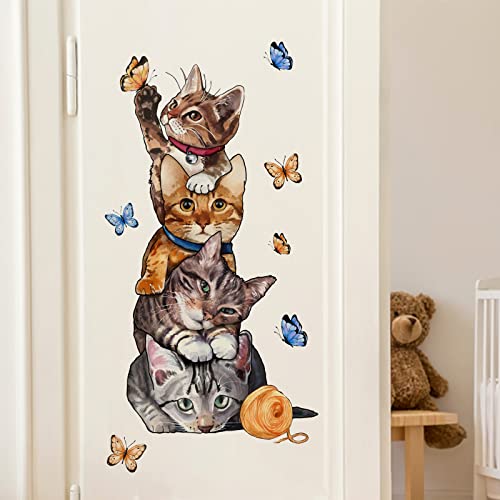 Colorful Cat Wall Decals Stickers for Whimsical Decor