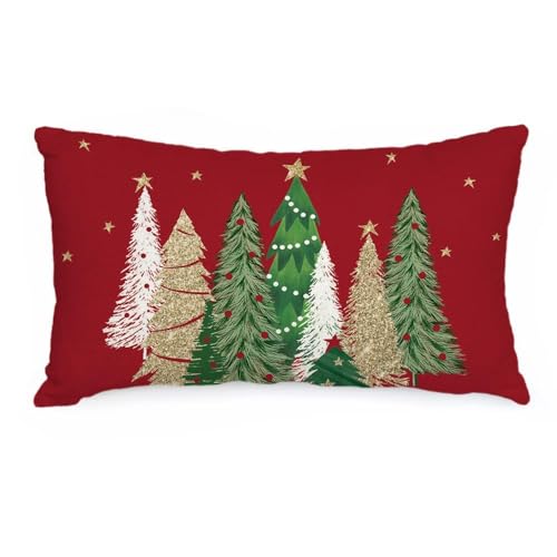 Colorful Christmas Tree Stars Decoration Holiday Pillow Cover AA231-12